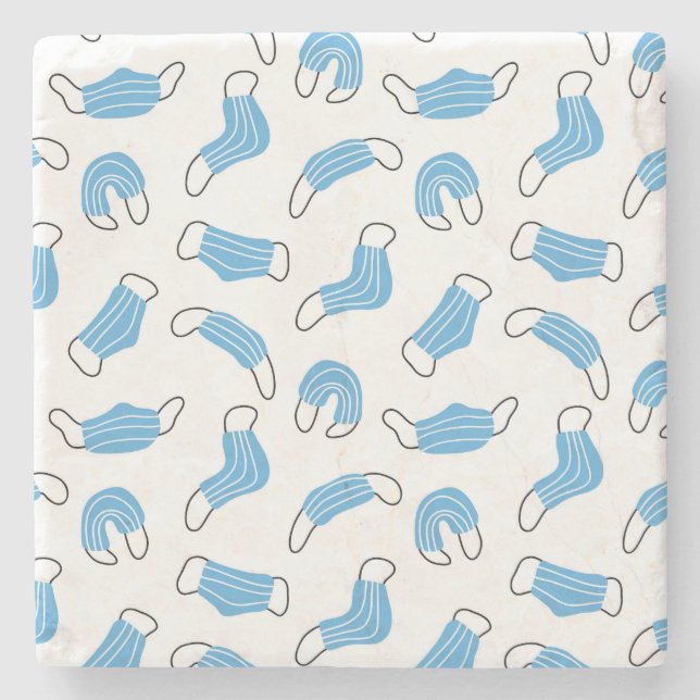 Porta-copo De Pedra Padrão de máscara médica (Frente)