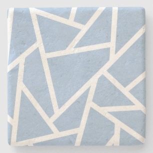 Porta-copo De Pedra Padrão de mosaico branco e azul pálido