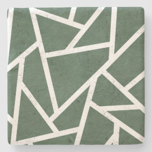 Porta-copo De Pedra Padrão de mosaico verde e branco