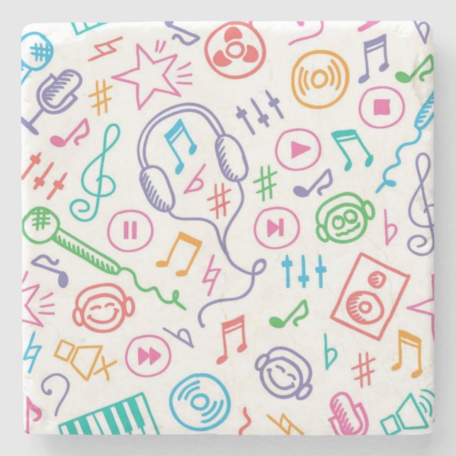 Porta-copo De Pedra Padrão de música (Frente)