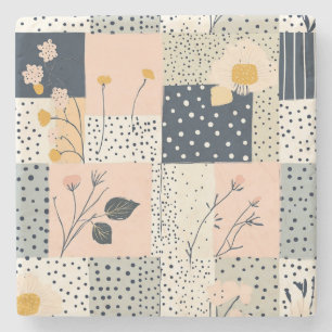 Porta-copo De Pedra Padrão de Patches Florais Vintage - Pastel (5)