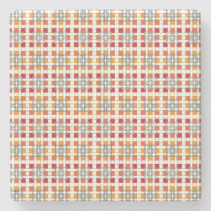 Porta-copo De Pedra Padrão de quadrados Vermelhos Geométricos Modern