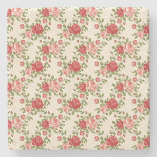 Porta-copo De Pedra Padrão de Rosas Vintage Shabby Chic