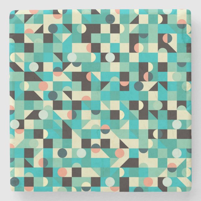 Porta-copo De Pedra Padrão de safra com triângulos e círculos. (Frente)