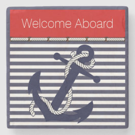 Porta-copo De Pedra Padrão de Stripes de Âncoras de Boas-Vindas Person