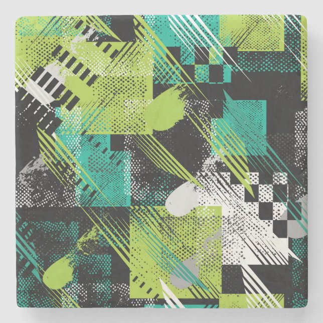 Porta-copo De Pedra Padrão de stripes de pontos geométricos de abstrat (Frente)