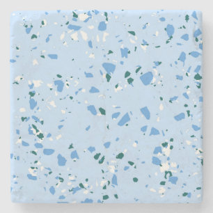 Porta-copo De Pedra Padrão de Terrazzo Azul