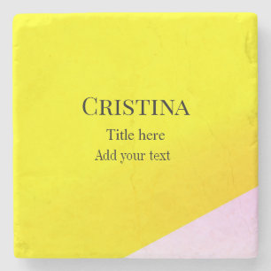 Porta-copo De Pedra Padrão de texto abstrato rosa amarelo adicionar no