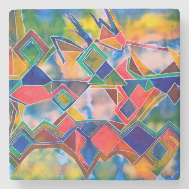 Porta-copo De Pedra Padrão de tinta (Frente)