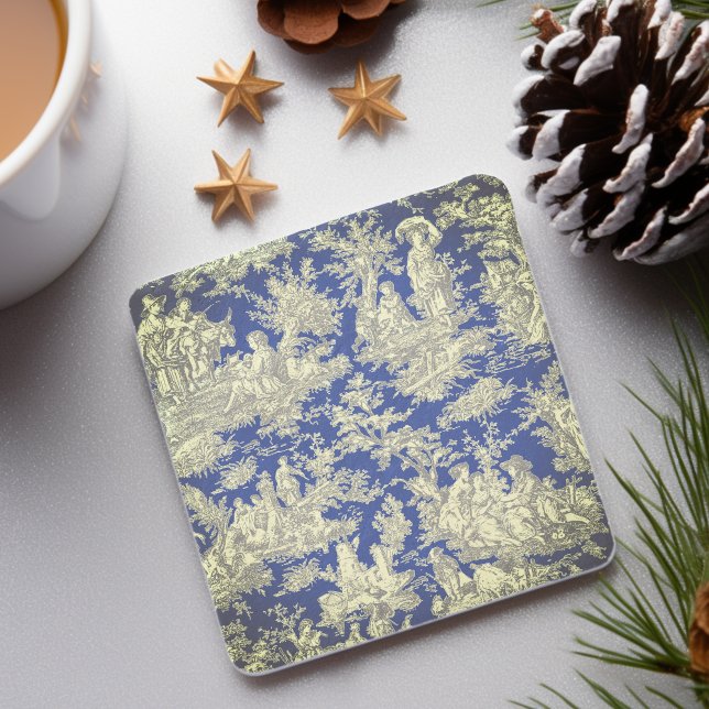 Porta-copo De Pedra Padrão de toile de jouy azul-escura (Criador carregado)