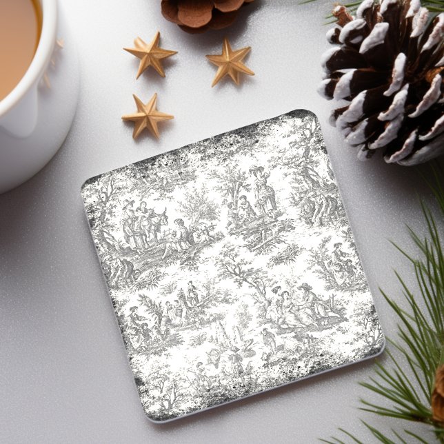 Porta-copo De Pedra Padrão de toile de jouy preto e branco (Criador carregado)