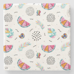 Porta-copo De Pedra Padrão de Verão tropical do estilo Memphis