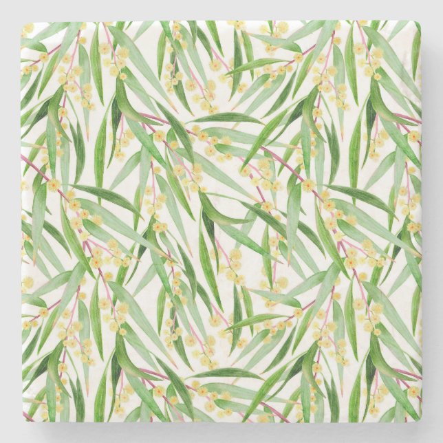 Porta-copo De Pedra Padrão de Wattle australiano (Frente)