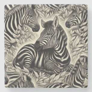 Porta-copo De Pedra Padrão de Zebra da Vintage Cute