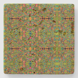 Porta-copo De Pedra padrão do espelho retrovisor abstrato de arte verd