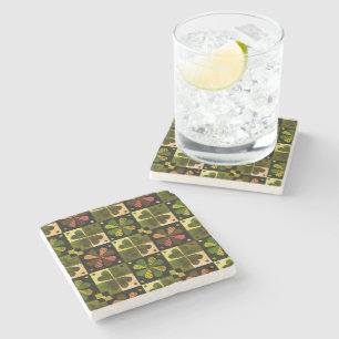Porta-copo De Pedra Padrão do Shamrock Checkerboard