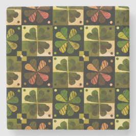 Porta-copo De Pedra Padrão do Shamrock Checkerboard
