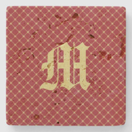 Porta-copo De Pedra Padrão Dourado e Vermelho do Tudor Inicial Persona