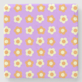 Porta-copo De Pedra Padrão Flor Simples Laranja Púrpura Púrpura