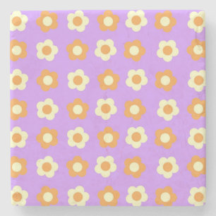 Porta-copo De Pedra Padrão Flor Simples Laranja Púrpura Púrpura