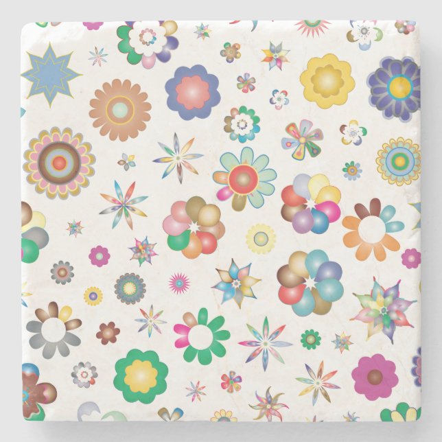 Porta-copo De Pedra Padrão Floral (Frente)