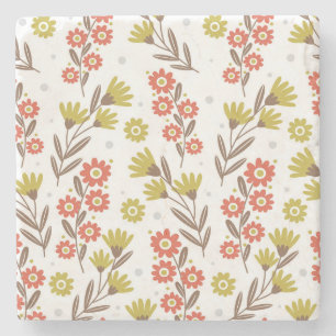 Porta-copo De Pedra Padrão floral bonito, fundo sem costura.