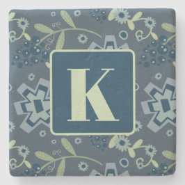 Porta-copo De Pedra Padrão Floral Bonito Personalizado Inicial