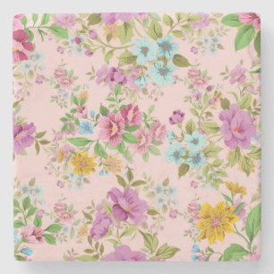 Porta-copo De Pedra Padrão Floral do Vintage Pastel