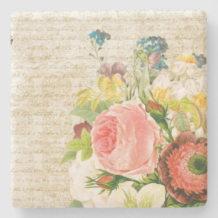 Porta-copo De Pedra Padrão Floral Pastel Feminino