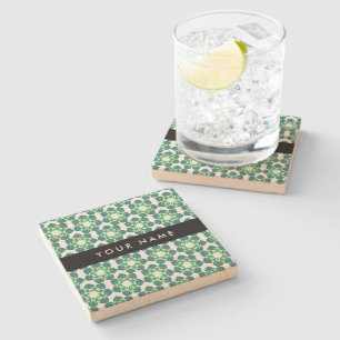 Porta-copo De Pedra Padrão Folha, Folhas Verdes, Seu Nome