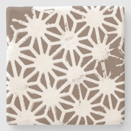 Porta-copo De Pedra Padrão geométrico castanho e branco