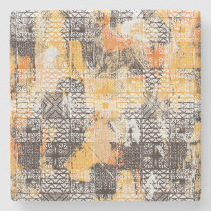 Porta-copo De Pedra Padrão Geométrico Tribal de Boho