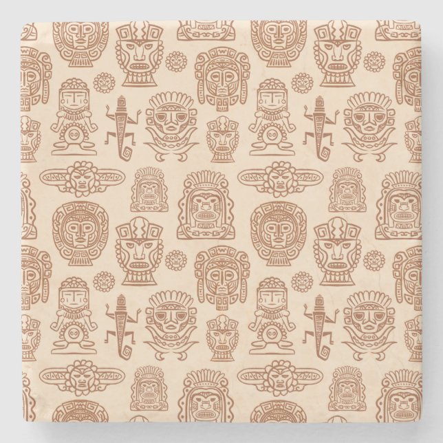 Porta-copo De Pedra Padrão inspirado no Aztec (Frente)