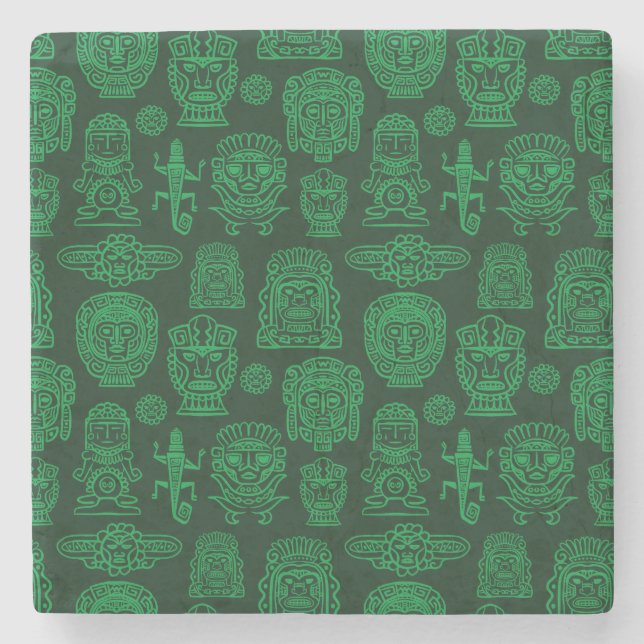 Porta-copo De Pedra Padrão inspirado no Aztec (Frente)