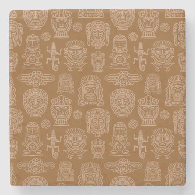 Porta-copo De Pedra Padrão inspirado no Aztec (Frente)