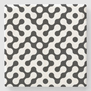 Porta-copo De Pedra Padrão labirinto branco preto-branco