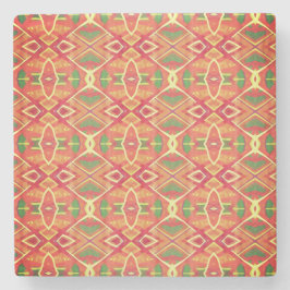 Porta-copo De Pedra Padrão laranja e verde