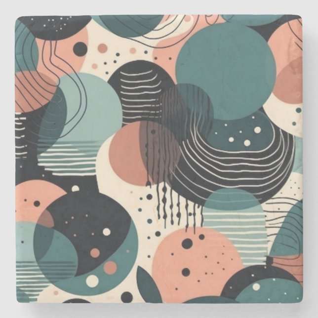 Porta-copo De Pedra Padrão mínimo de Abstrato sem costura - Geométrico (Frente)