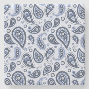 Porta-copo De Pedra Padrão Paisley Azul