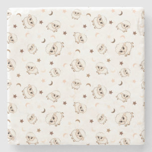 Porta-copo De Pedra Padrão Pastel Sheep