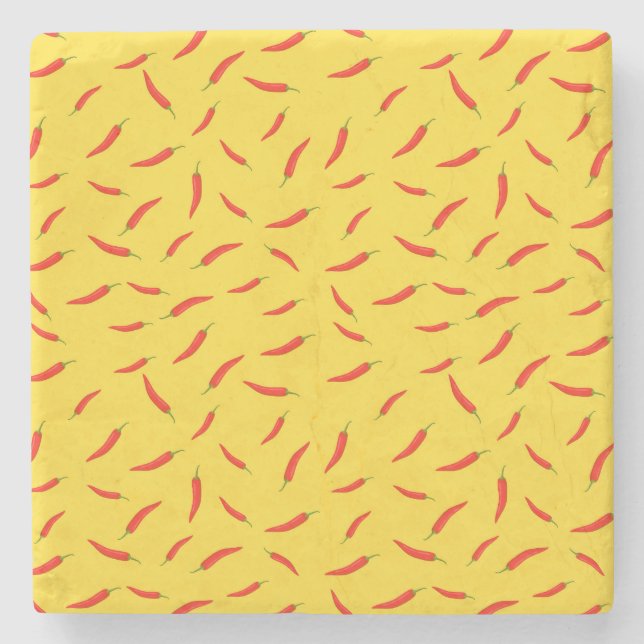 Porta-copo De Pedra Padrão Red Chilies (Frente)