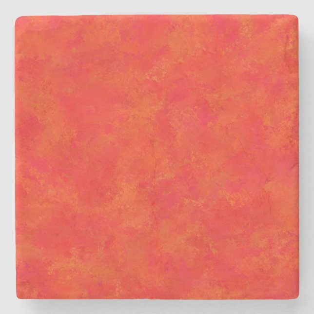 Porta-copo De Pedra Padrão Red Orange Abstrato (Frente)