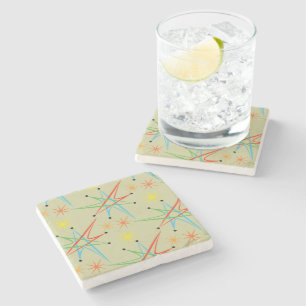 Porta-copo De Pedra Padrão Retrocolorido de Impulso Atômico