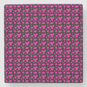 Porta-copo De Pedra Padrão Rosa Abstrato