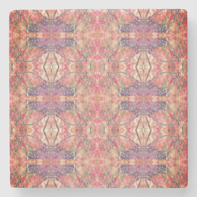 Porta-copo De Pedra Padrão rosa e púrpura (Frente)