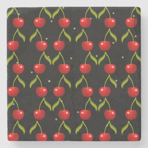 Porta-copo De Pedra Padrão Shiny Cherries