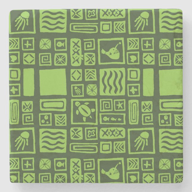 Porta-copo De Pedra Padrão Tiki (Frente)