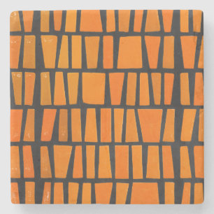 Porta-copo De Pedra Padrão tribal africano laranja e preto