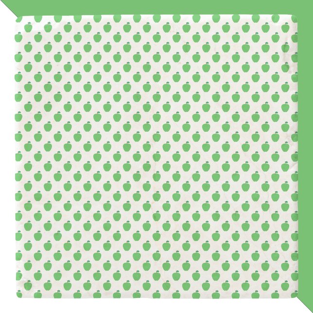 Porta-copo De Pedra Padrão Verde da Fruta Apple (A coaster with a pattern of green apples)