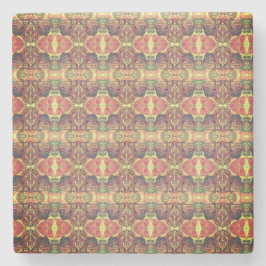 Porta-copo De Pedra Padrão vermelho e amarelo